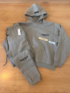 Essentials Grey Logo Hoodie & Sweatpants Set